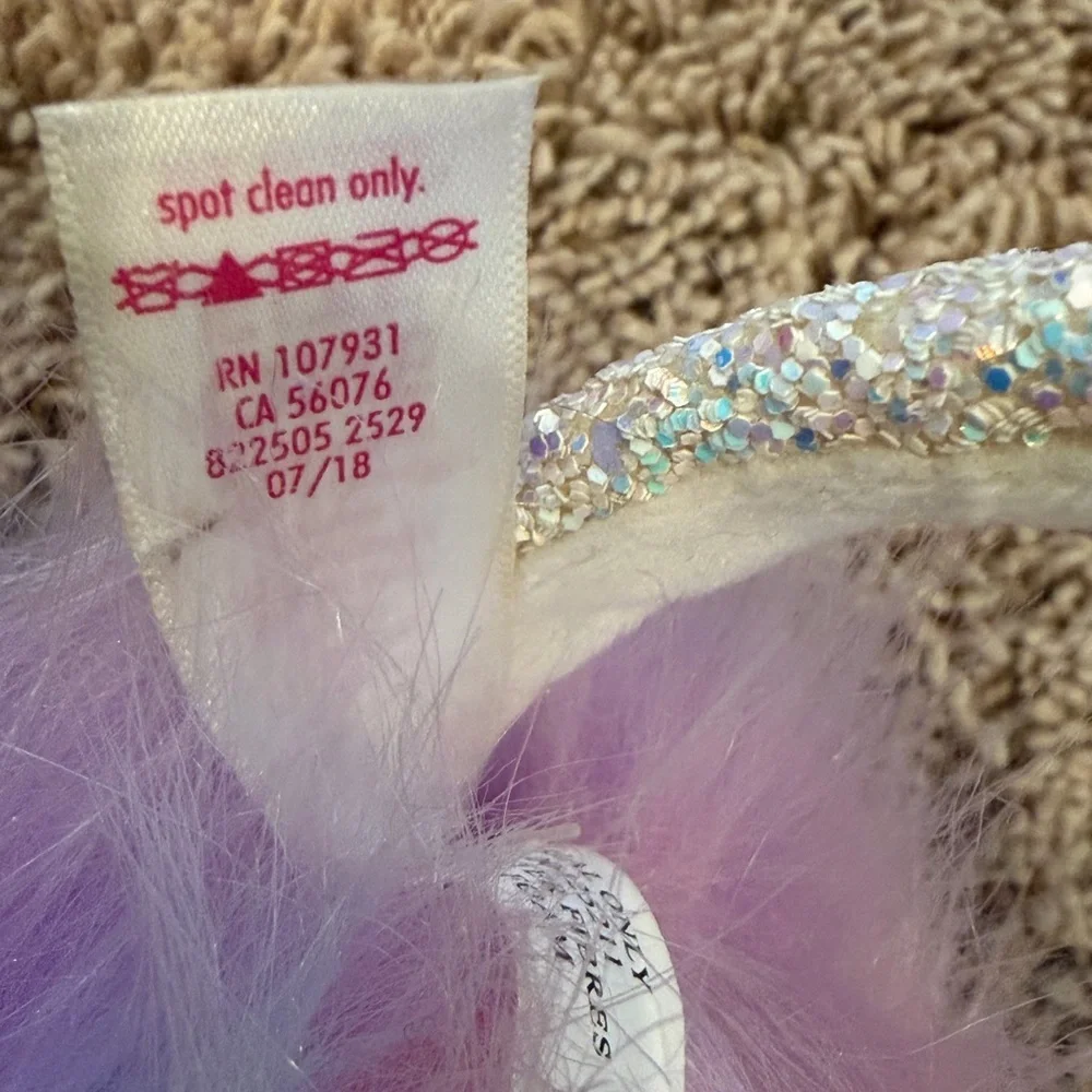 Justice Pastel Fluffy Earmuffs h initial sparkly band pink blue purple teal